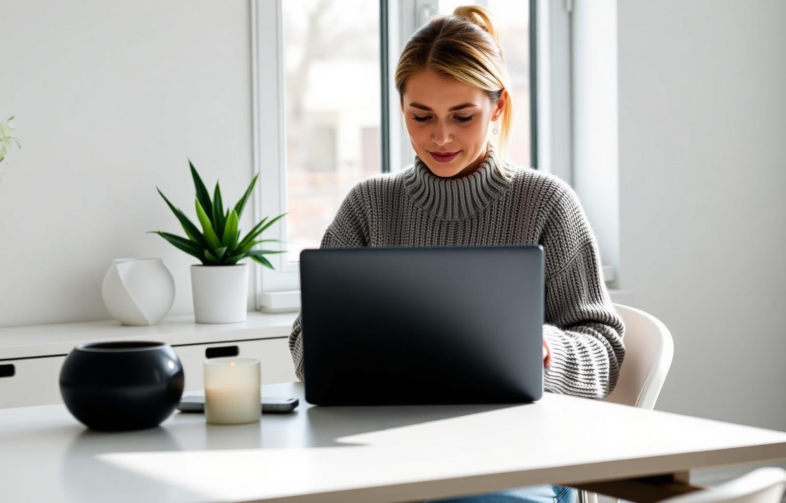 A person using a laptop to read about digital healthcare information